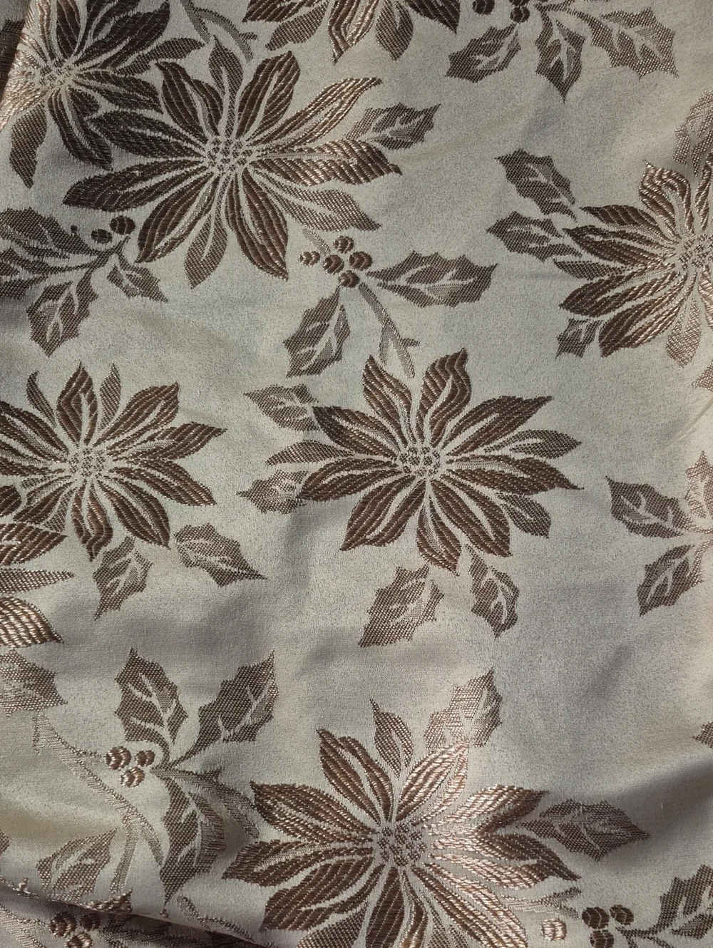 St. Nicholas Square Gold Poinsettia Jacquard Table Linen Runner